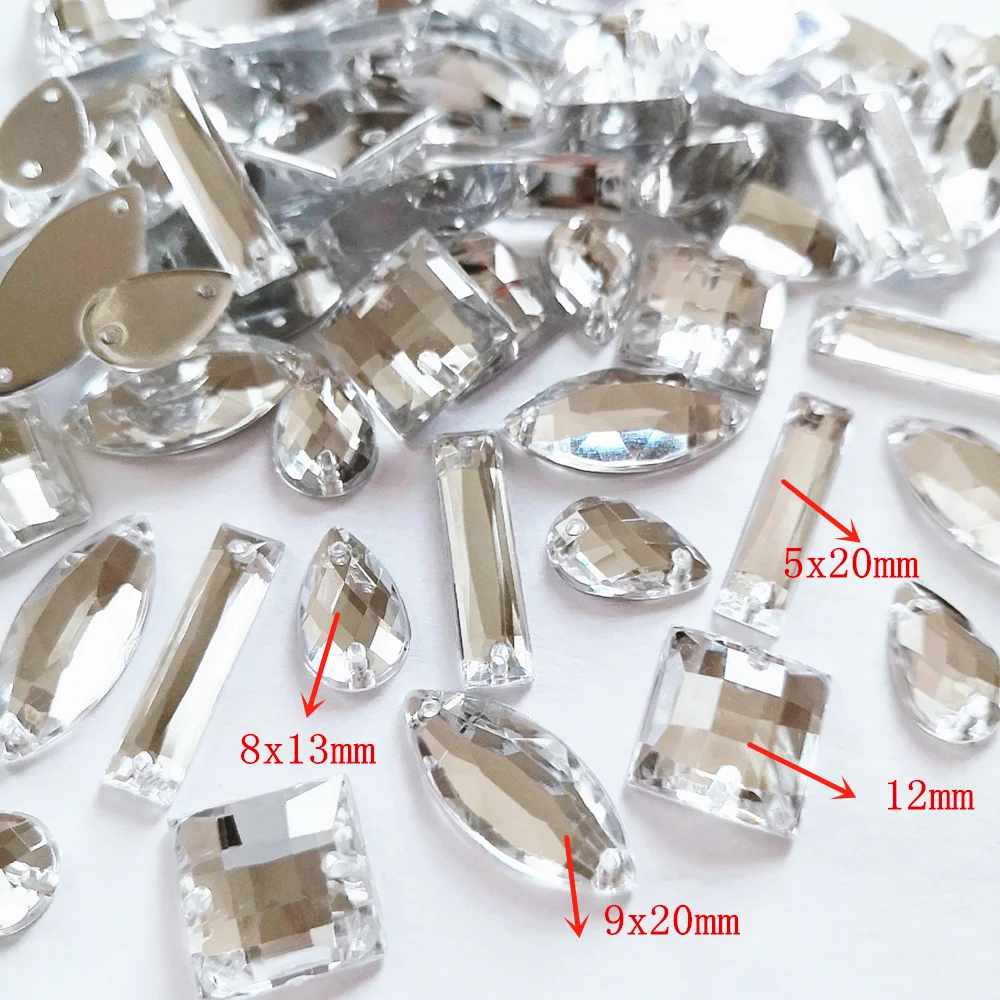 300Pcs Silver Flatback Jewel Ornament Sew on Gems Stones and Crystals Rhinstones For Shoes Bags Carnival Sewing Accessories diy