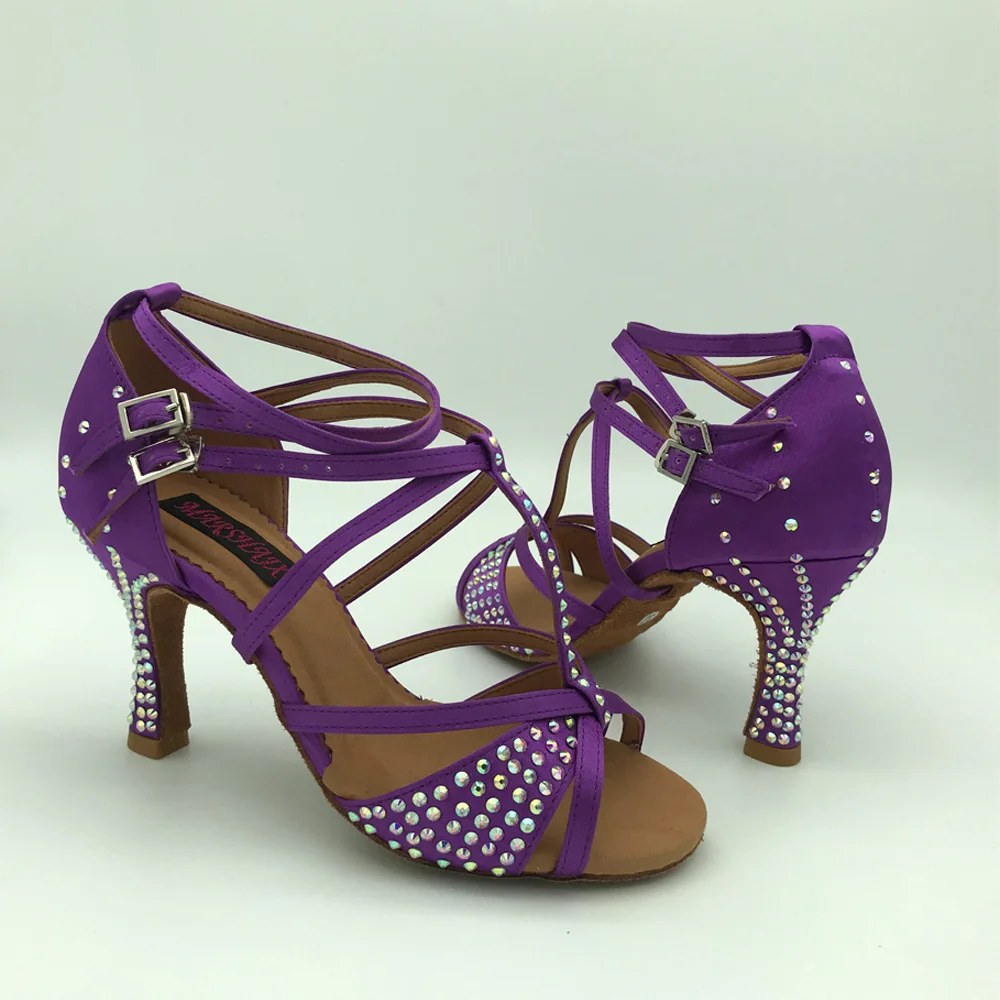 Fashion & professional womens latin dance shoes ballroom salsa dancing shoes tango & wedding shoes 6232ORC Rhinestones crystals
