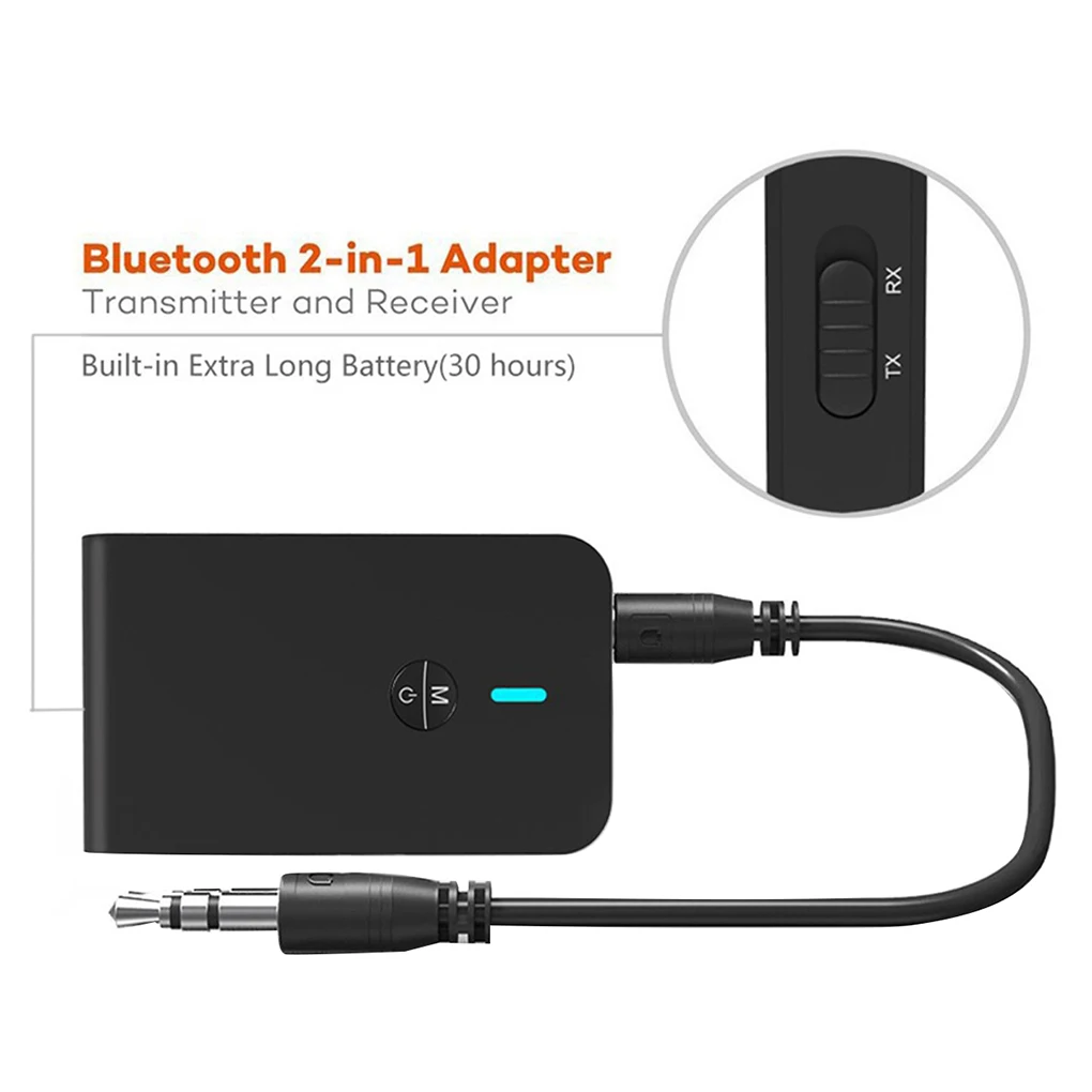 Low latency Bluetooth 5.0 Transmitter Receiver 2 In 1 Audio Wireless Adapter For Car TV PC Speaker Headphone with 3.5MM Aux Jack