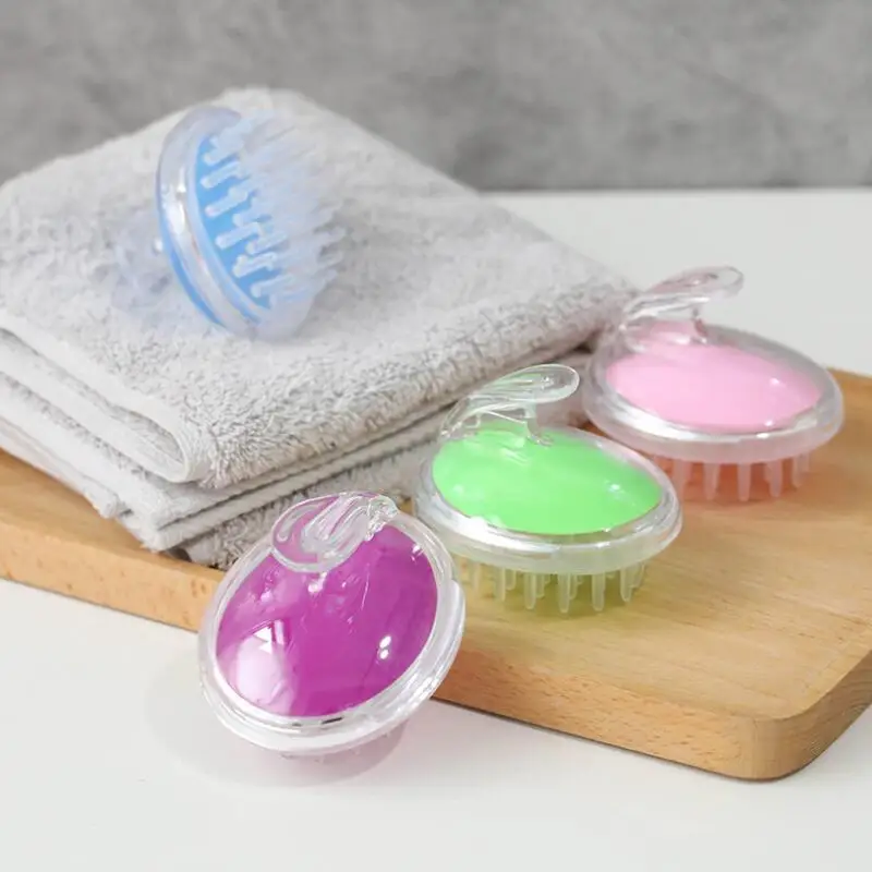 Round the silicone head massager to wash brush massage scalp itching bath germinal plastic head meridian comb LX8436