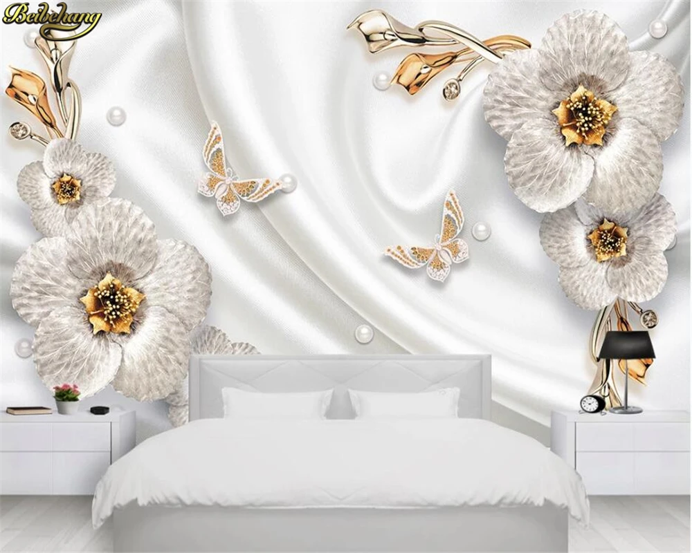 

beibehang papel de parede Custom 3d wallpaper relief relief plum jewelry silk background TV background wall paper