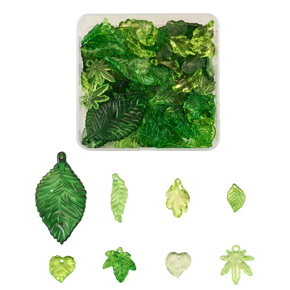 

1 Box Transparent Acrylic Plastic Leaf Pendants Autumn Theme Charms for Bracelet Necklace DIY Jewelry Making Decor Accessories