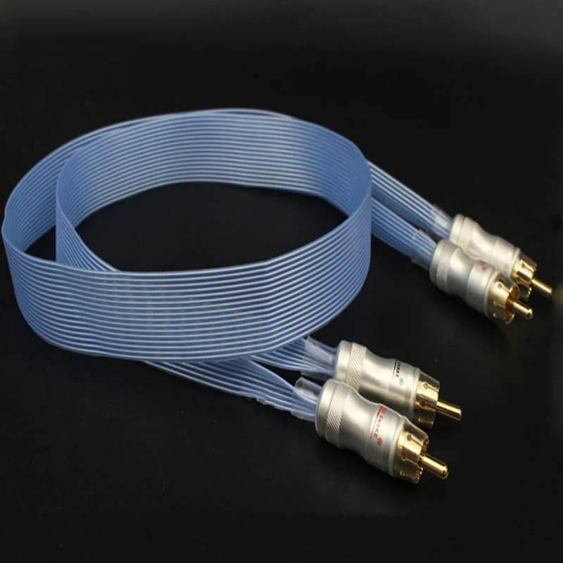Cabo banhado a prata Hifi Audiocrast cobra branca azul cabo de interconexão RCA banhado a ouro