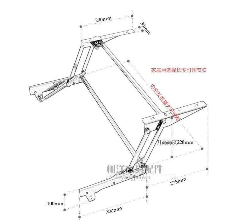 KY103 Lift Up En Unten Veiligheid Salontafel Computer Tafel Rahmen Meubels Scharnier Uitbreiding Mechanisme Erfüllt Demping Gas Lente