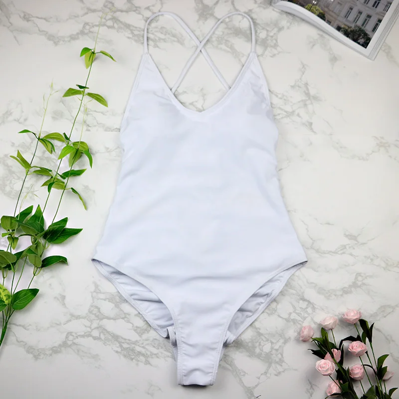 2022 women Swimwear Sexy high cut one piece swimsuit Backless swim suit Black White Red thong Bathing suit female Monokini 2741