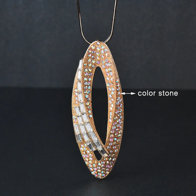 SINLEERY Big Hollow Owl Pendant Necklace Yellow Gold Color Black Crystal Snake Chain Long Neckalce For Women Jewelry