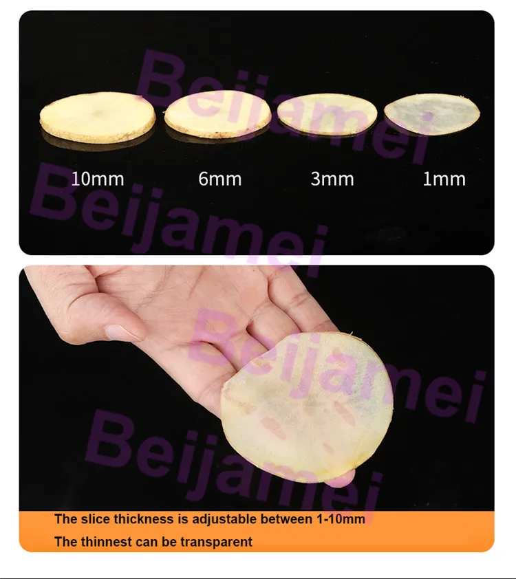 BEIJAMEI ผักผลไม้หั่นไฟฟ้าเครื่องตัดมะนาวอัตโนมัติมันฝรั่งแครอทตัดเครื่อง