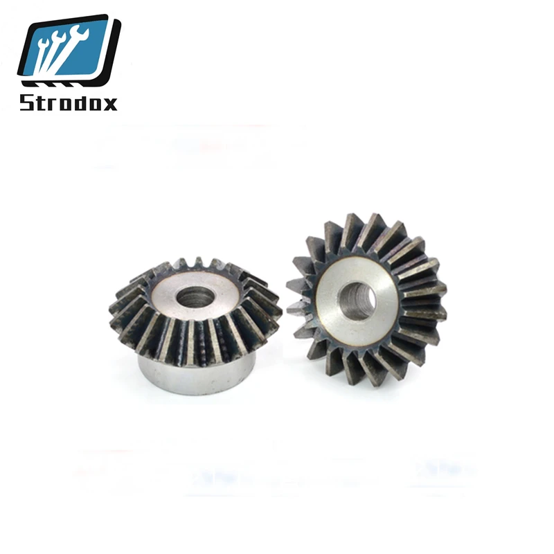 5pcsBevel gear 1.5 mold 15 teeth -30 teeth 90 degree 1:1 transmission ratio 45# Steel tapered wheel pinion pilot bore bevel gear