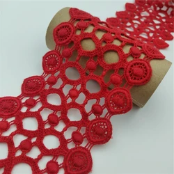 Red and Beige Color 9 cm Wide Cotton Embroidered Lace Fabric Beige Color Soft Sewing Lace For Dress Clothing Decoration