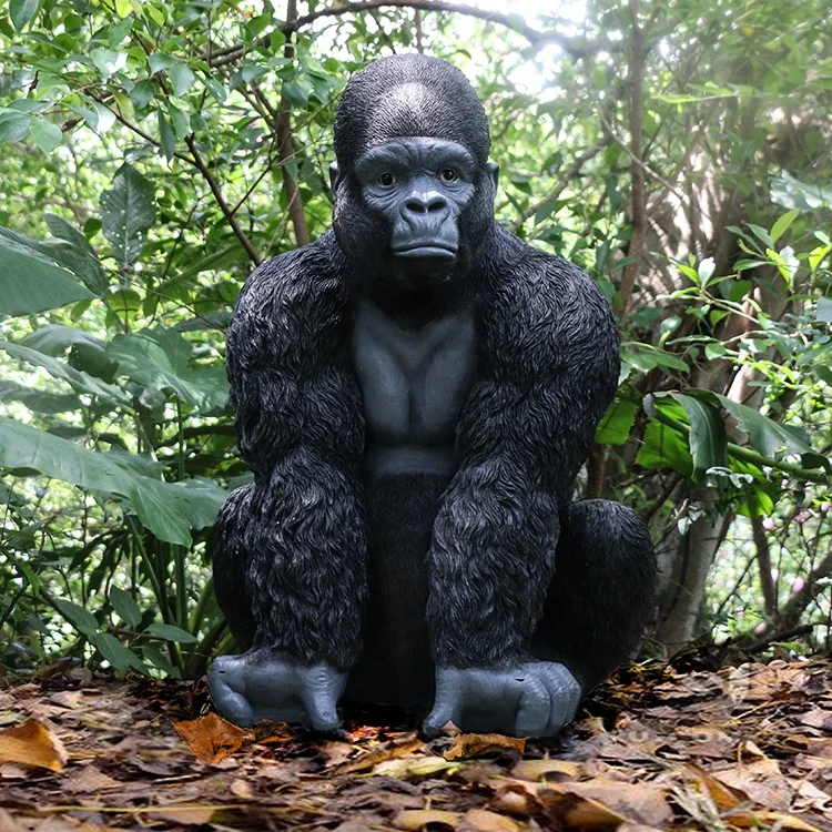 high quality funny gate life-size resin gorilla statues garden for lawn garden decor