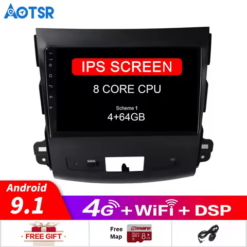 9" 2 din Android 9.0 4+32GB for Mitsubishi Outlander 2007-2013 support Rockford Amplifier Car Radio GPS Map navigation PX5