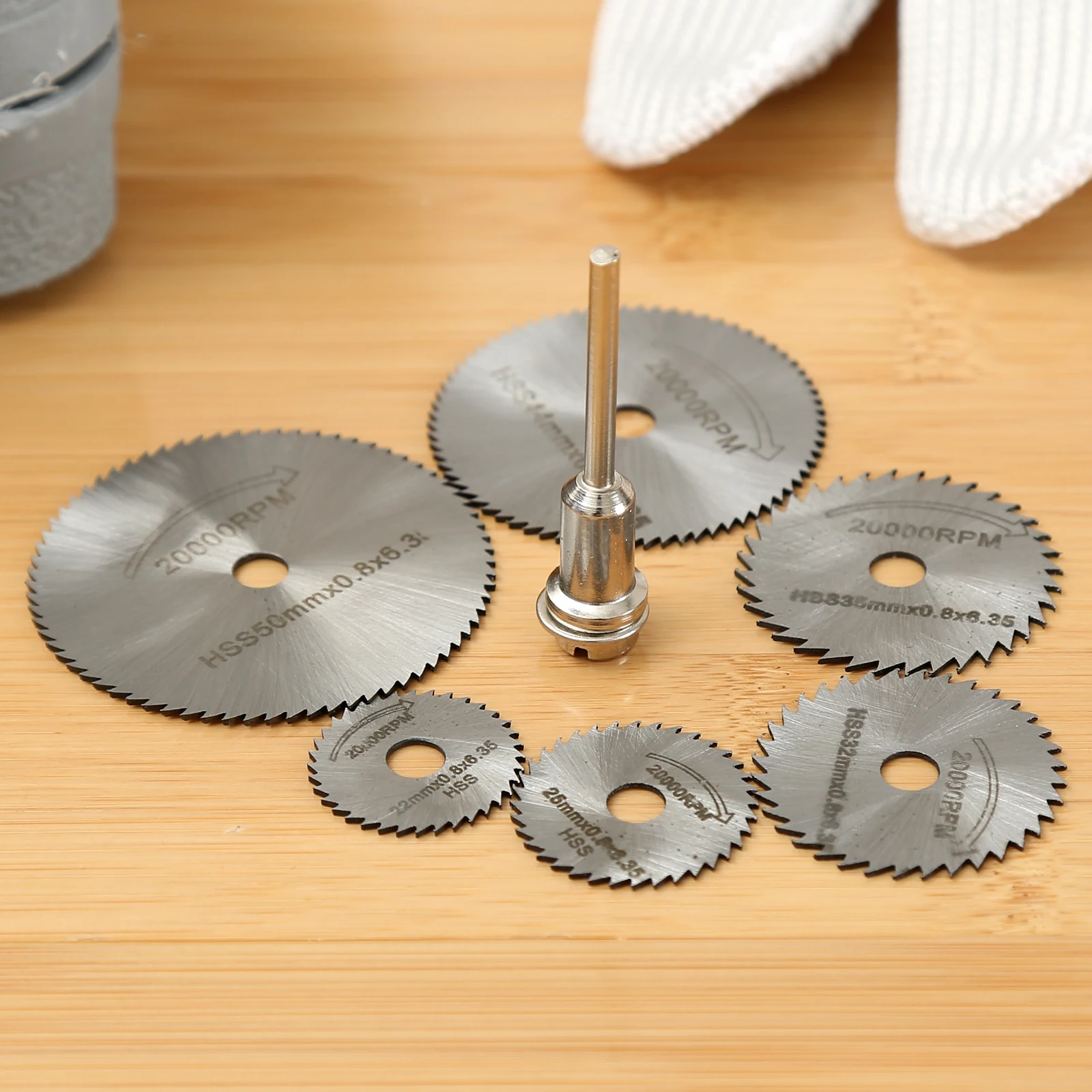 

7pcs/set 22-50mm HSS Abrasive Disc Circular Saw Blades Cutting Discs +3.17mm Mandrel Cutoff Wood Saw Blade Dremel Accessories