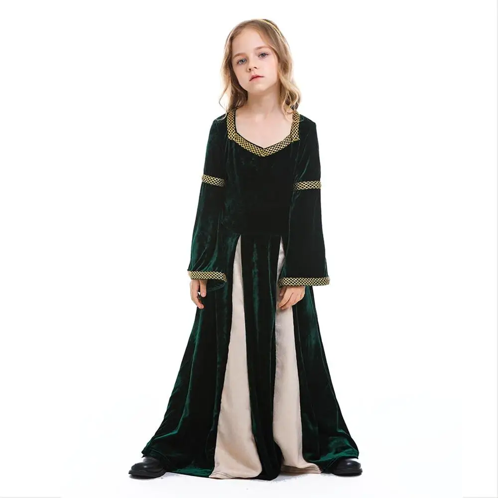 

Medieval Renaissance Princess Costume for Kids Children Swing Dress Girls Vampire Fantasy Elf Dresses Halloween Party Costumes