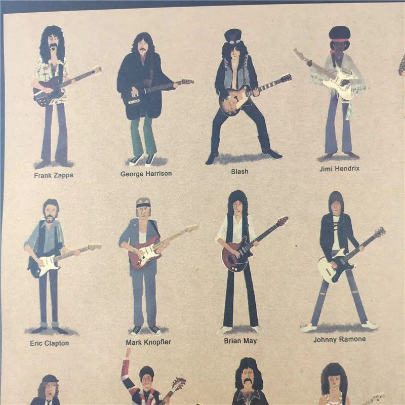 Classic Guitar Master Vintage Poster Room Decoration Stickers Wall Decor Kraft Paper Home Decor Wall Sticker Posters