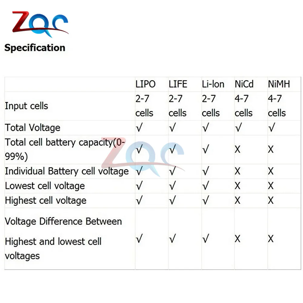 RC Cellmeter 7 Tester di tensione del Tester del Controller del controllore di capacità della batteria digitale per LiPo Life Li-ion NiMH Nicd Cell