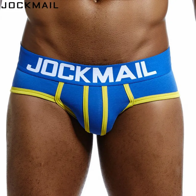 JOCKMAIL Brand Mens Underwear Briefs Cotton Sexy Double pipe Gay Penis Pouch calzoncillos hombre slip Gay Sleepwear male panties