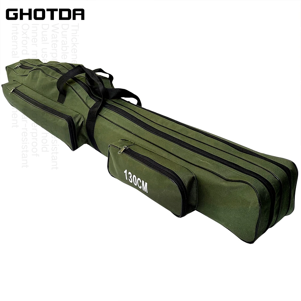 3/2 Layers Fishing Pole Bag Portable Folding Rod Carry Case Fishing Reel Tackle Shoulder Storage Bag Case 110cm/120cm/130/150cm