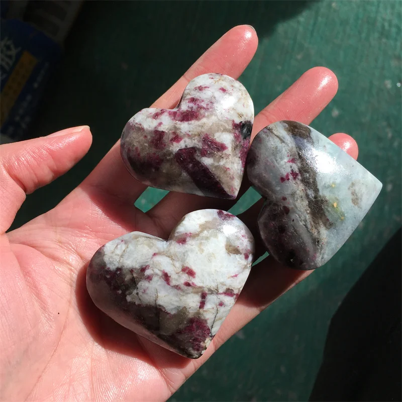 

Plum Tourmaline Heart Natural Stones Quartz Crystal Healing Gemstones Reiki Decoration