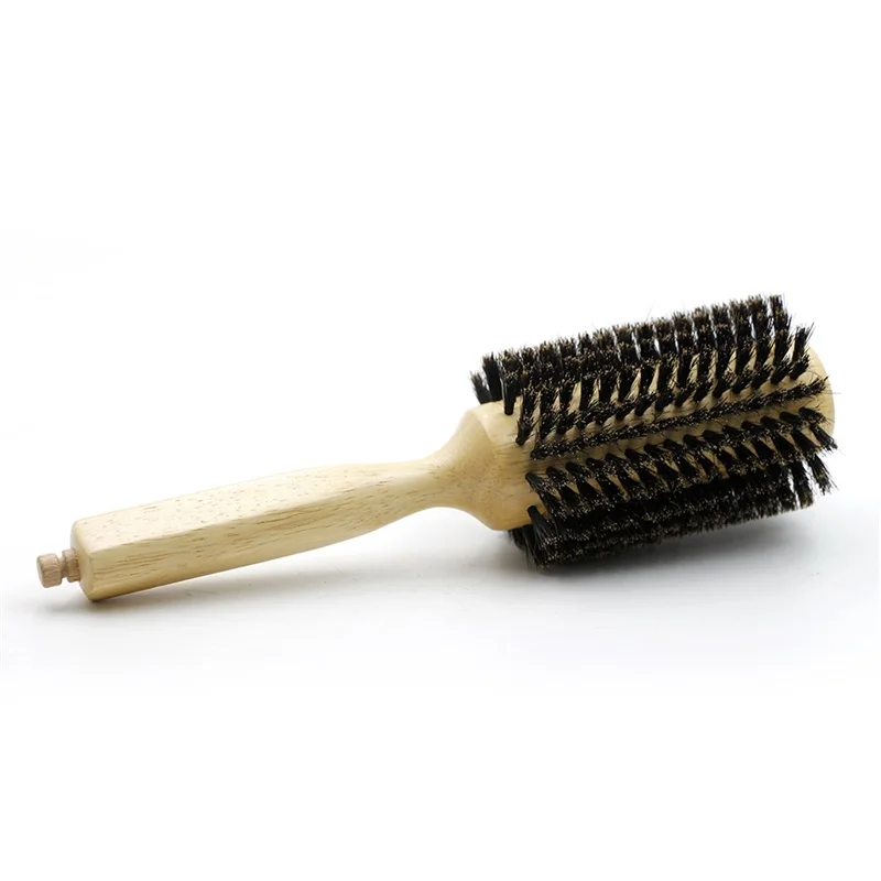 6 Sizes Wood Handle Boar Bristles Round Brush Removable Tail Professional Barber Salon Hairdressing Hair Brush Hair Round Comb