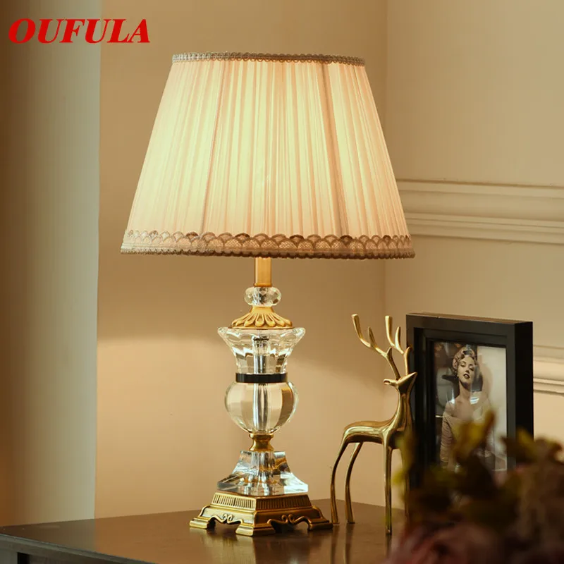 

OULALA Crystal Table Lamps Desk Lights Luxury Modern Contemporary Fabric for Foyer Living Room Office Creative Bed Room Hotel