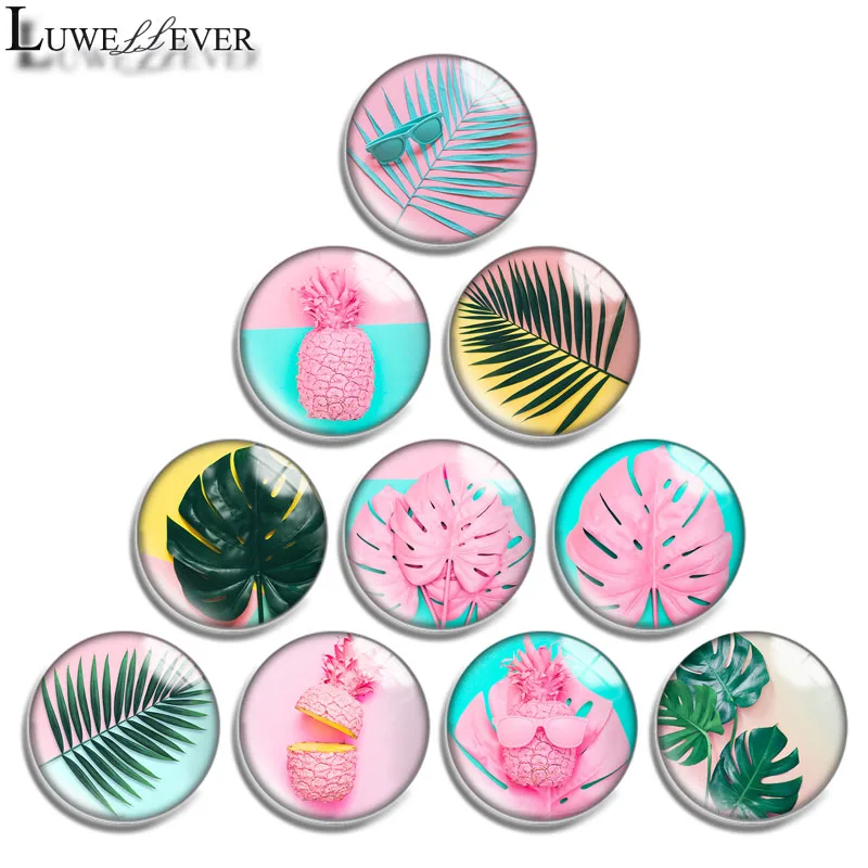 14mm 12mm 16mm 20mm 25mm 30mm 697 Pineapple Mix Round Glass Cabochon Jewelry Finding 18mm Snap Button Charm Bracelet