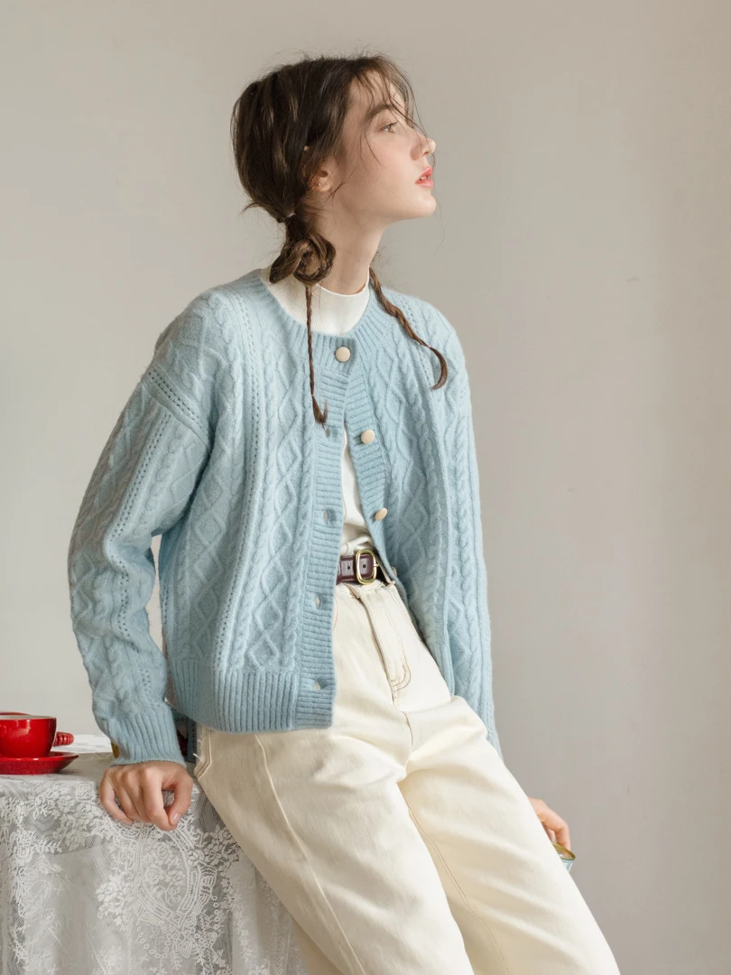 Retro Outer Wear Cardigan Soft Glutinous Knitted Gentle Sweater Top Coat Female Early Autumn