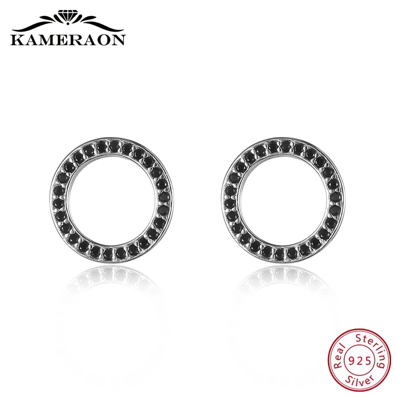 Fine Stud Earrings For Women Sterling Silver 925 Jewelry Aretes de mujer Retro Cool Designer Black Earing Zirconia Earring