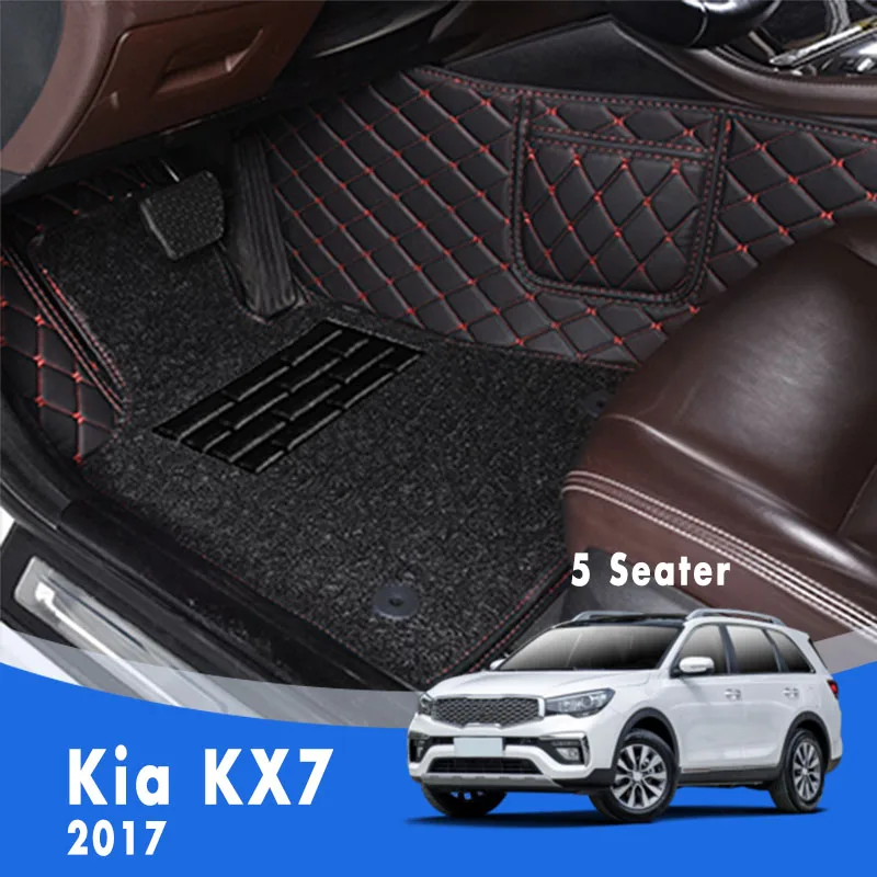 

For Kia KX7 2020 2019 2018 2017 (5 Seats) Luxury Double Layer Wire Loop Car Floor Mats Carpet Foot Pad Auto Interior Accessories