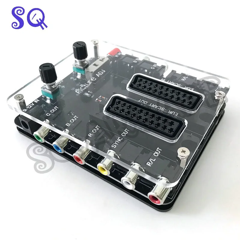 ตัวปรับรูปภาพมาตรฐานยุโรป rgbs/scart ใหม่ล่าสุดที่ปรับการแปลงหน้าจอ PCB พร้อมเปลือกตำแหน่งภาพที่สามารถปรับได้