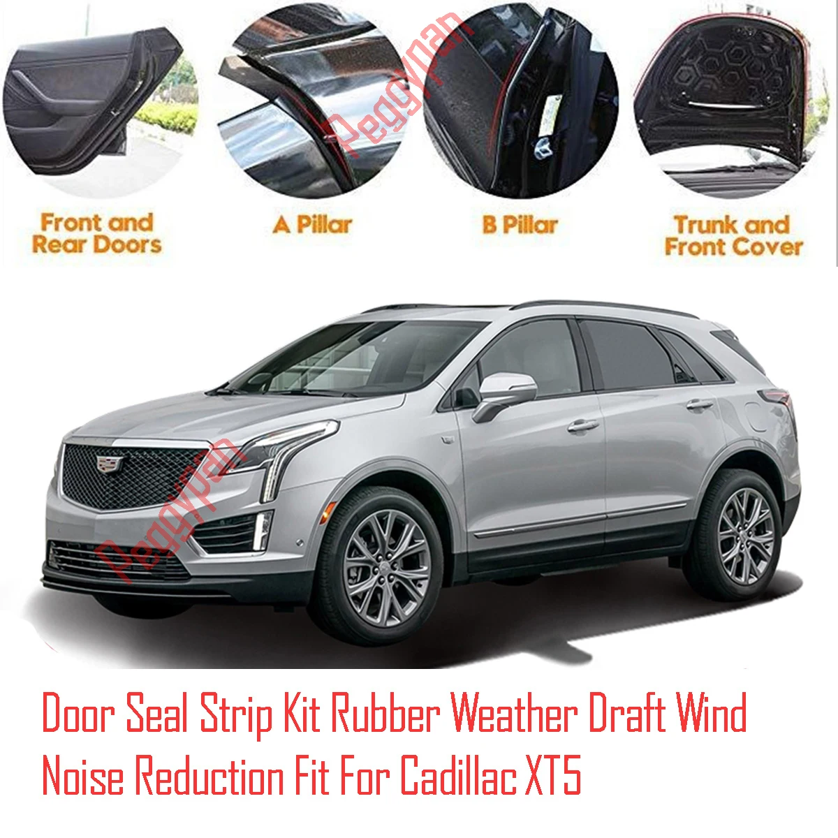 

Door Seal Strip Kit Self Adhesive Window Engine Cover Soundproof Rubber Weather Draft Wind Noise Reduction Fit For Cadillac XT5