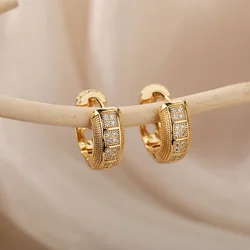 Cubic Zirconia Hoop Earrings For Women Girls Luxury Band Stainless Steel Earrings 2026 Trend Party Jewerly Accessories mujer