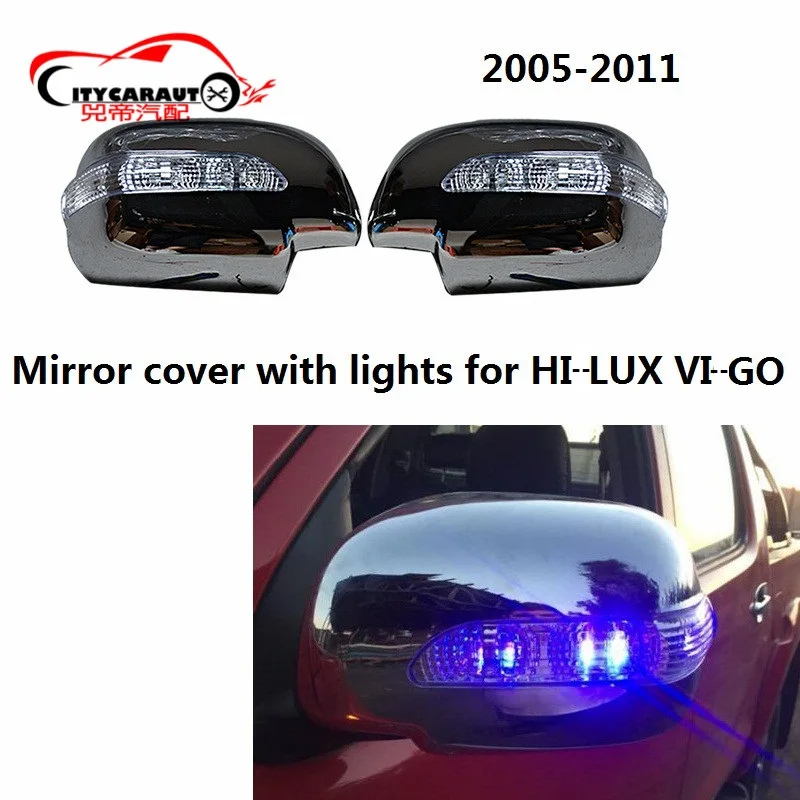 CITYCARAUTO Rear Mirror Cover Car Chormed Moulding Style With Led Lights Fit For Hilux Vigo Side Mirror Cover 2005-2011