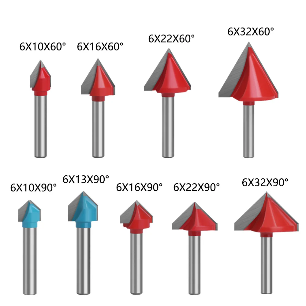 1Pc 6Mm Shank 60 90 120 150 Graden V-Vormige Router Bit, 3D Hout Mdf Router Bit Cnc Vhm Mill