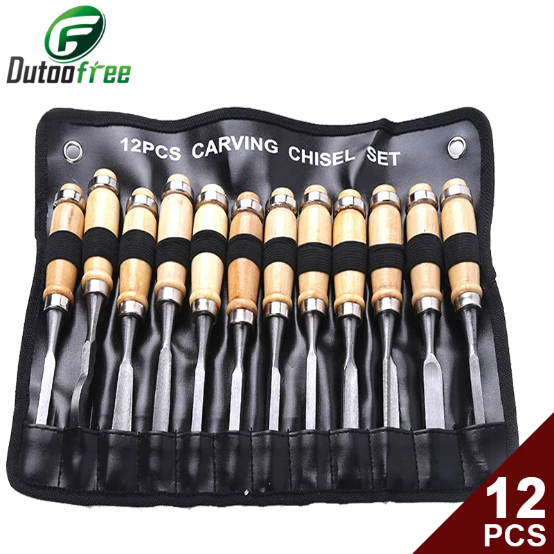 

12PCS/Set Mini Sculpture Chisel Set DIY Arts Crafts Woodwork Tools Carpentry Flat Chisel Woodworking Plane Carving Knife