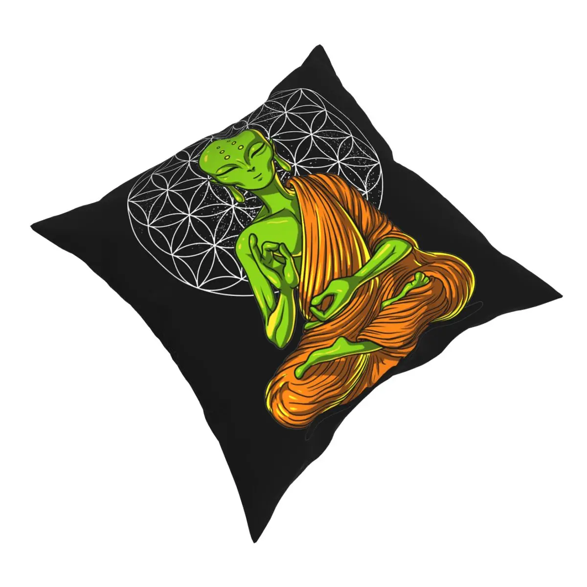 Space Alien Zen Yoga Meditation Pillow Cover Home Decorative Cushions Throw Pillow for Car Polyester Double-sided Printing Print