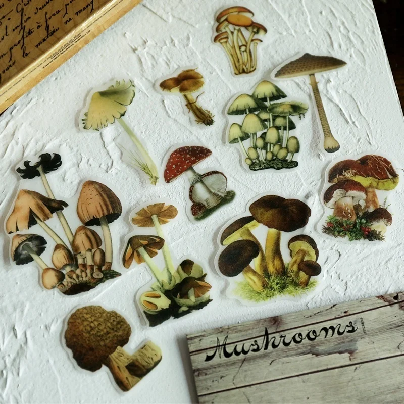 100 pcs super Realistic mushroom litmus paper stickers Decorative Sticker Collection for Scrapbooking, Calendars, Arts, DIY