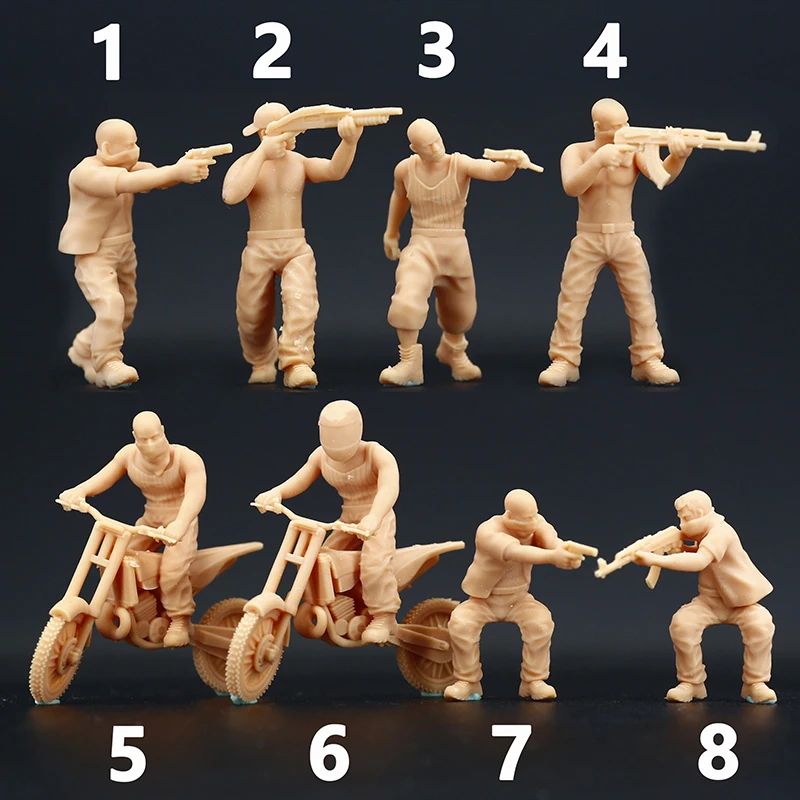 

1/64 Gangs Go To War Gunfight Miniature Sand Table Villain Scene White Need To Be Colored By Yourself
