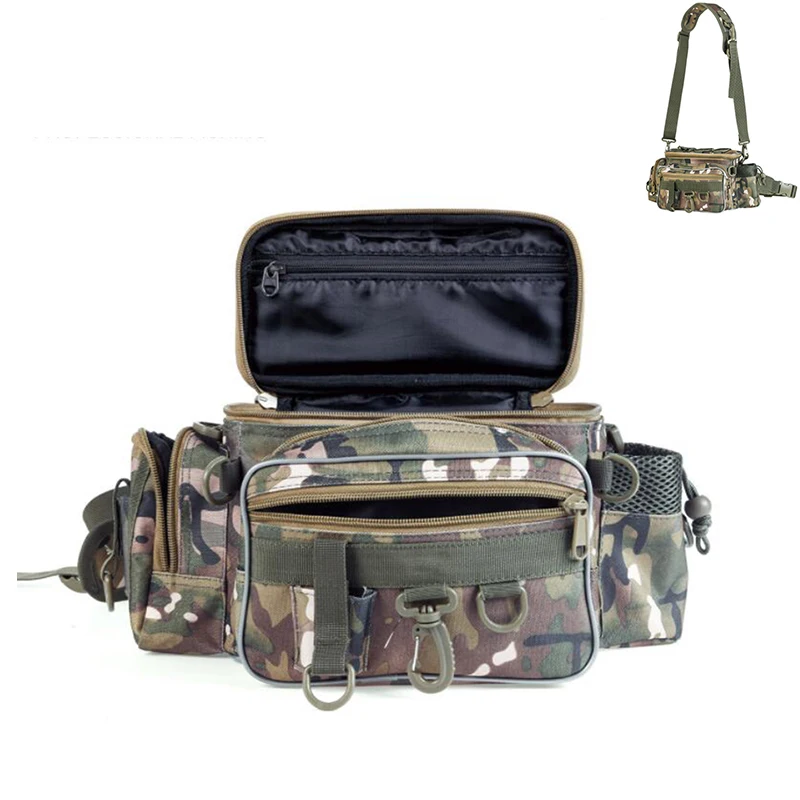 

Camouflage Fishing Gear Waist Bag Fishing Tackle Pouch Fishing Rod Storage Shoulder Bag Fishing Stuff Sling Bag Large Capacity