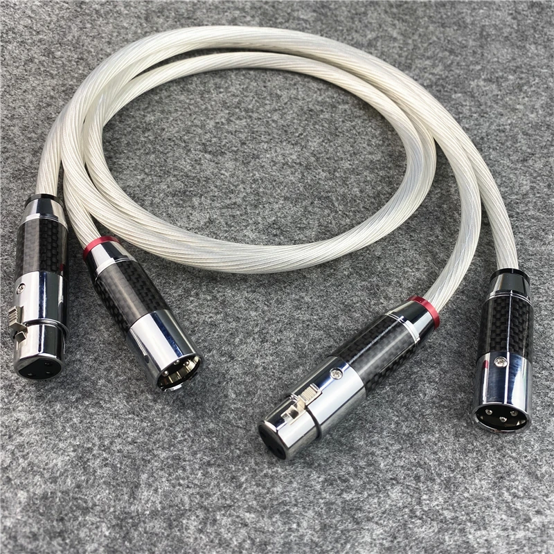 HIFI Silver Plated XLR Balance Cable Carbon Fibre XLR Plug  Audio Line for CD DVD Amplifier