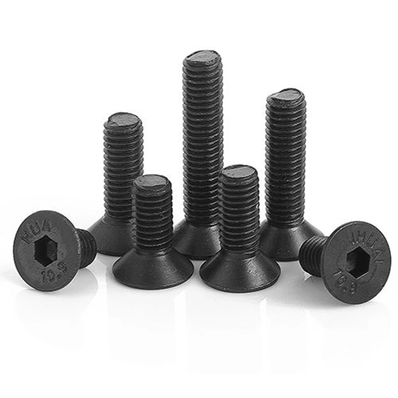 50pcs M2 M2.5 M3 M4 M5 mm flat head Oval  Hex Socket Head Cap Screw black