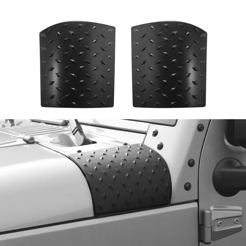 1pair Black ABS Car Cowl Body Armor Outer Engine Hood Cowling Cover for Jeep Wrangler JK Rubicon Sahara Auto Styling Accessories