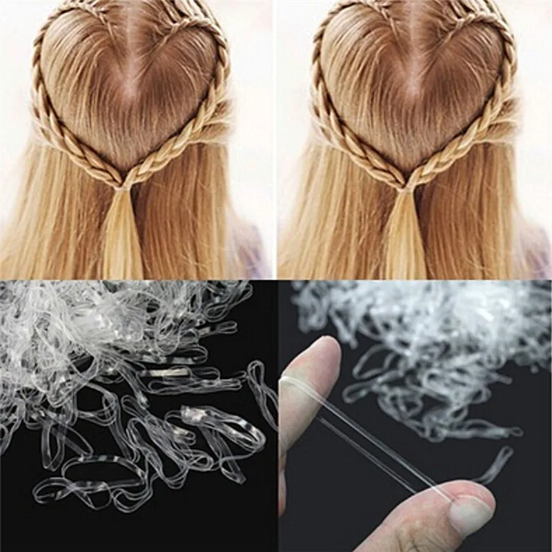 200/500 Mini Phụ Kiện Nhỏ Viền Plaits Thun Thắt Dây Cột Tóc Đuôi Ngựa Giá Đỡ Cao Su Đàn Hồi Trắng Rõ Ràng Phụ Kiện