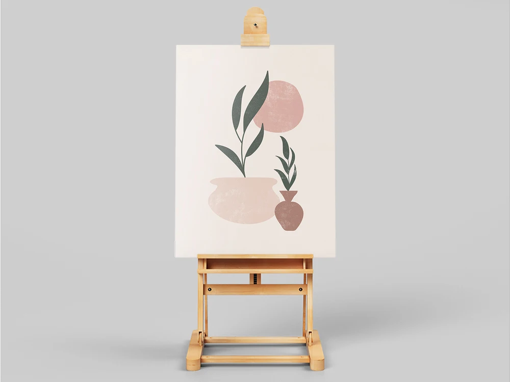 Plants In Pots Art Print | Blush Pink Poster | Pink Color Print | Brush Stroke Botanical Art | Digital Painting Plant | Face as