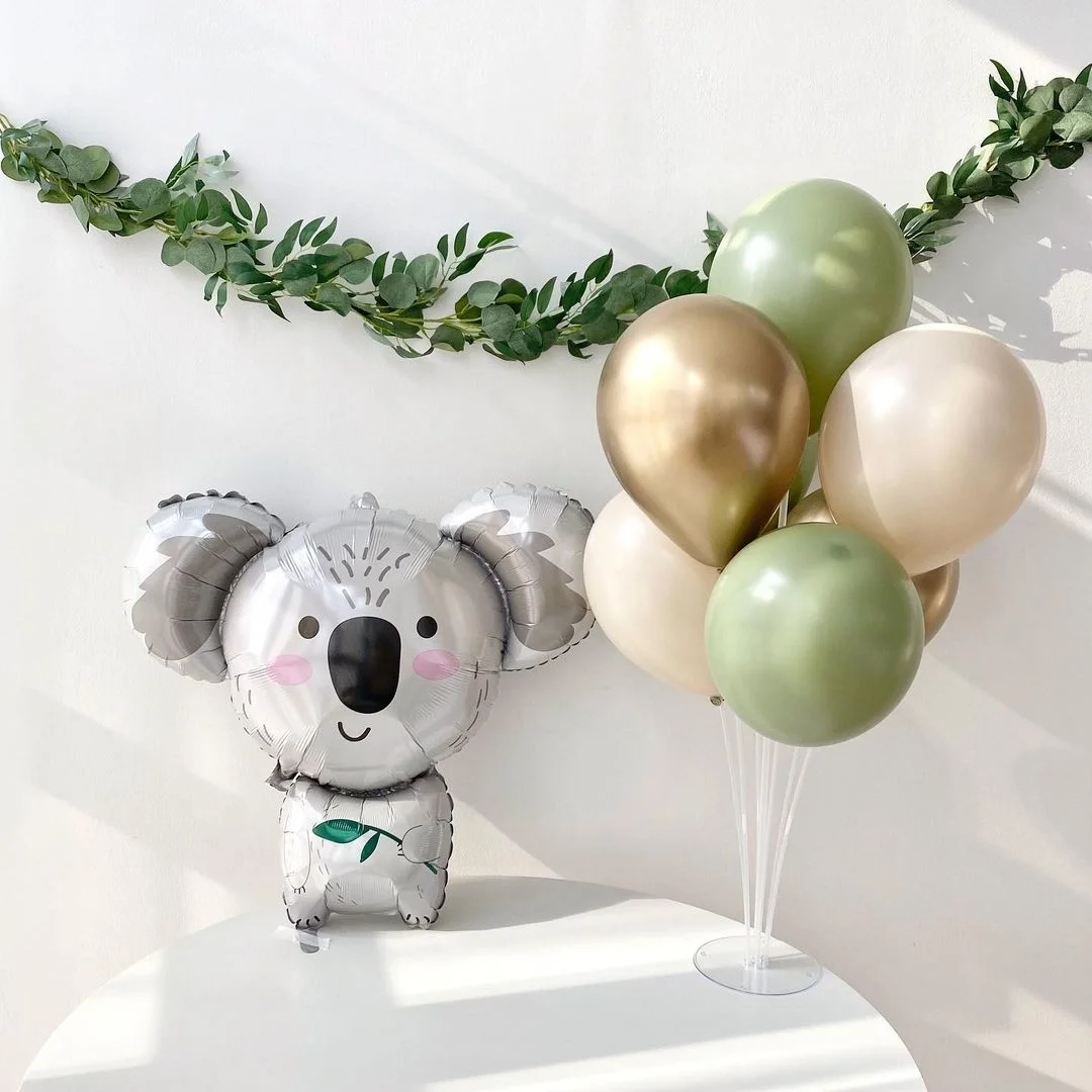 1SET Jungle Animal Balloon Kit With White Number Monkey Lion Foil Balls For Kids Birthday Party Decoration DIY Home Supplies