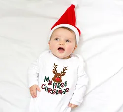 Long Sleeve My First Christmas Reindeer Print Baby Body Suit 0-18M Boy Girl Clothes Cotton Baby Girl Onsies Jumpsuit