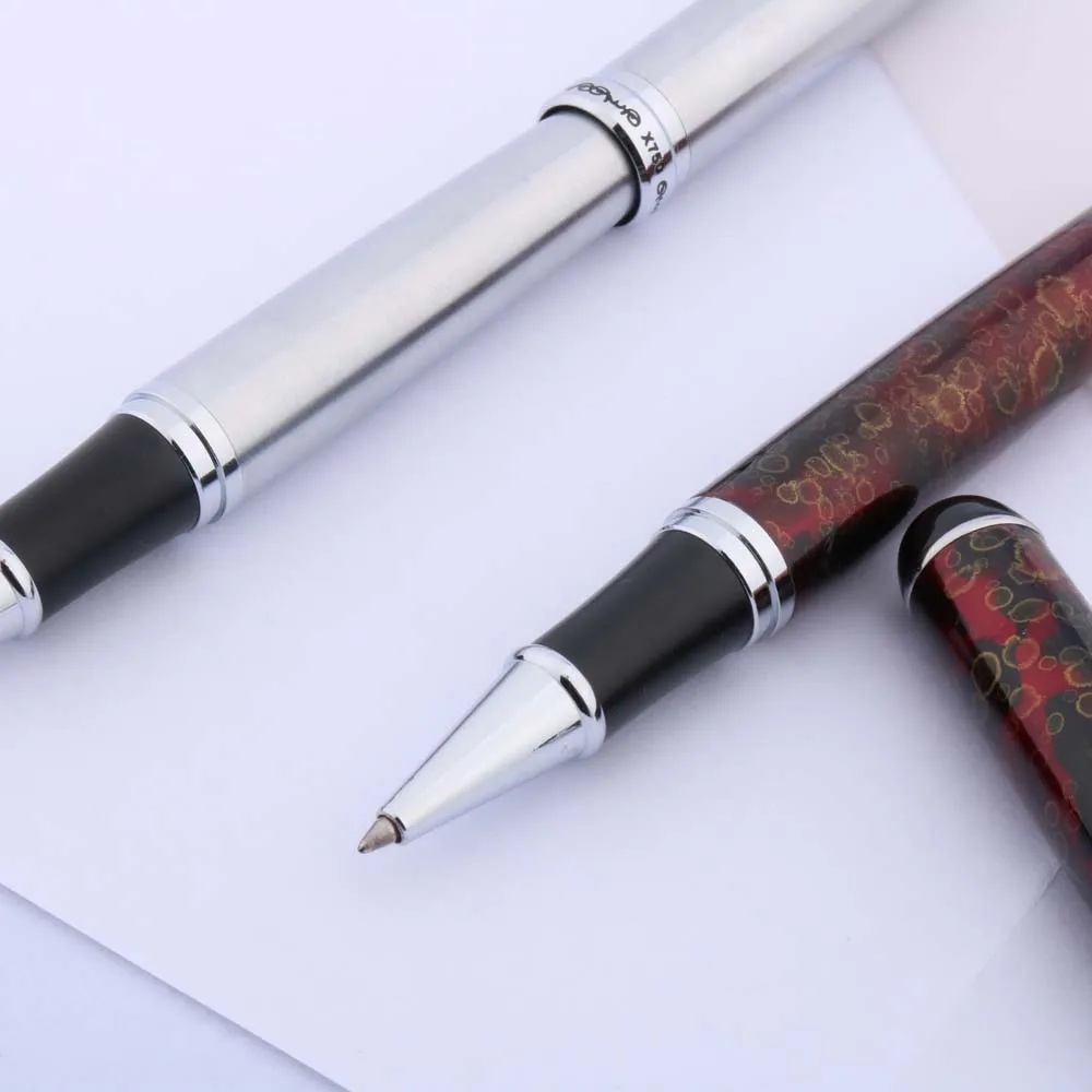 Jinhao 750 Metalen Ijs Bloem Rode Rvs Zilveren Gift Student Vulpen