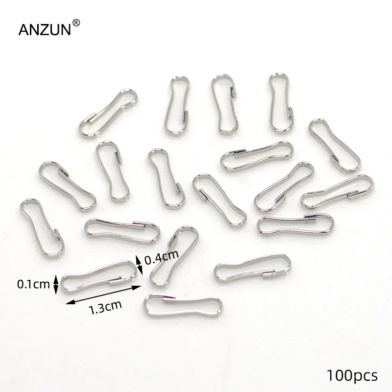 100pcs 13x4mm fibbia in metallo argento moschettone borsa appendiabiti chiusura aragosta cucito fai da te pulsante portachiavi fatto a mano