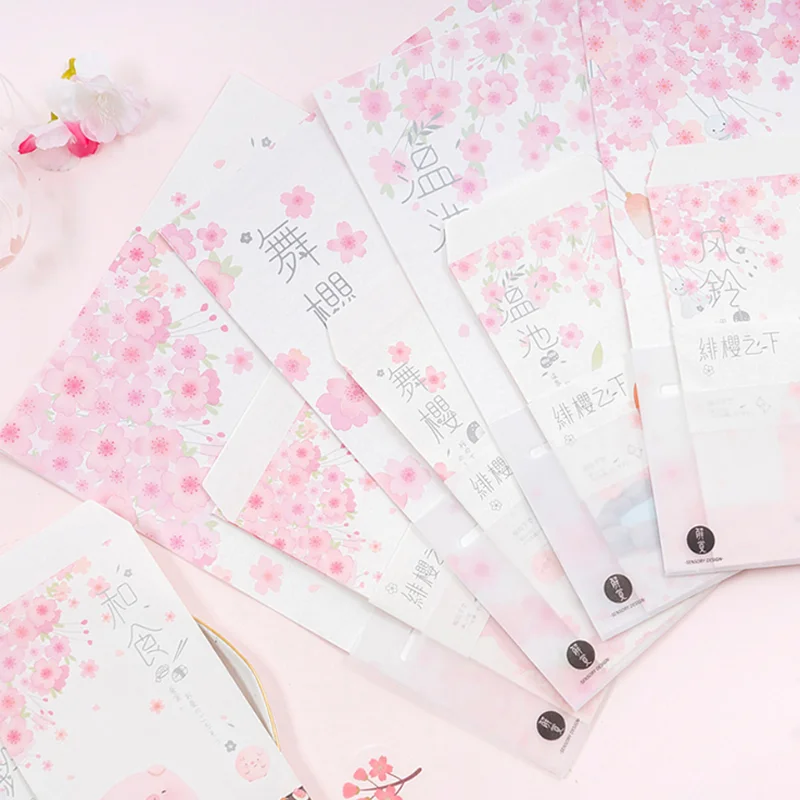 Cherry Blossoms Floral Letter Set 3 Envelope 6 Letters Writing Wedding Invitation School Office Supplies Paper Stationery