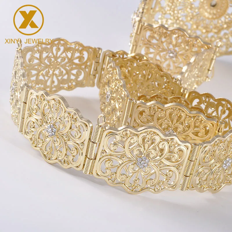 Luxury Bridal Wedding Belt Moroccan Style Adjustable Length Rhinestone Waist Chain Body Jewelry