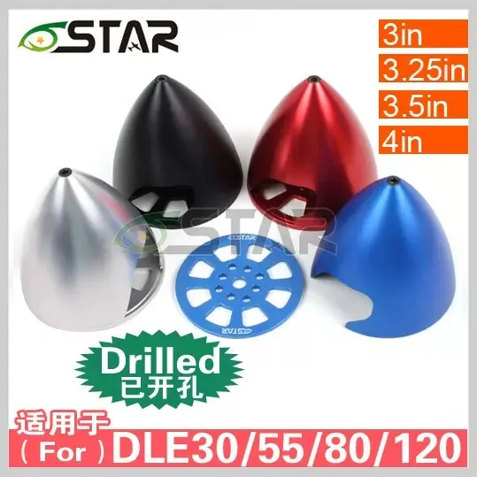 Six Star Aluminum Alloy Spinner 2 Blade 3'' 3.25'' 3.5'' 4''  Have Drilled For DLE30 85 120 RC Ariplane